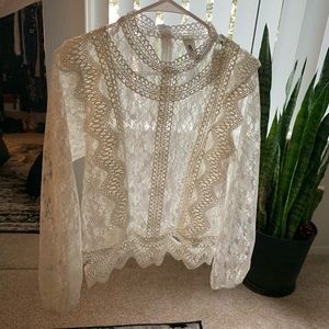 Vici Old School Glam Crochet TOp in Ivory NWT!